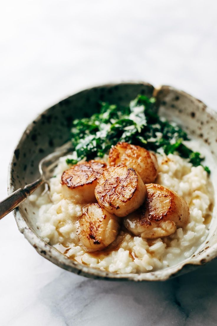 Brown Butter Scallops with Parmesan Risotto -   21 romantic dinner recipes
 ideas