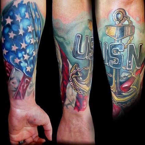 70 Navy Tattoos For Men - USN Ink Design Ideas -   23 anchor tattoo forearm
 ideas