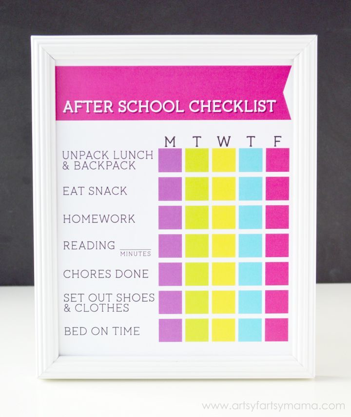 Free Printable After School Checklist -   23 diy kids school
 ideas