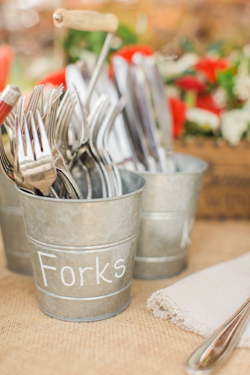 Triple Buckets Utensil Holders -   23 rustic party decor
 ideas