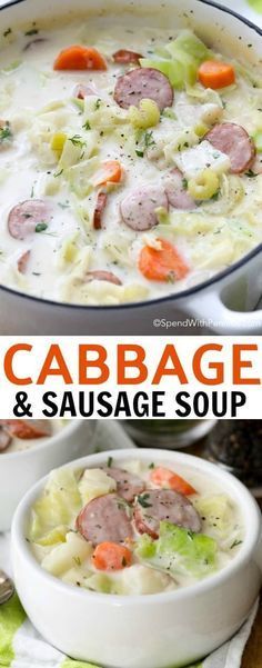 Warm your belly from the inside out with a bowl of easy Sausage & Cabbage Soup! A beautifully luscious soup with smoky sausage, fresh vegetables and of course sweet tender cabbage simmered in a flavorful creamy broth. -   23 sausage recipes cabbage
 ideas