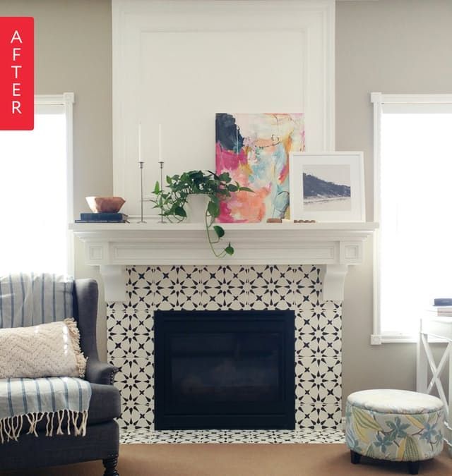 Before & After: From Boring Beige to Black & White Beauty -   24 apartment fireplace decor ideas
