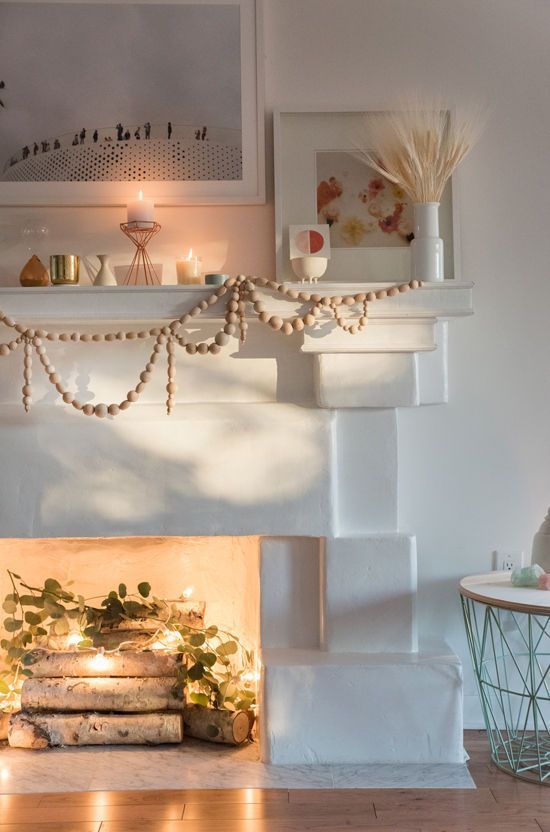 D E S I G N L O V E F E S T » Search Results » diy wooden garland -   24 apartment fireplace decor ideas