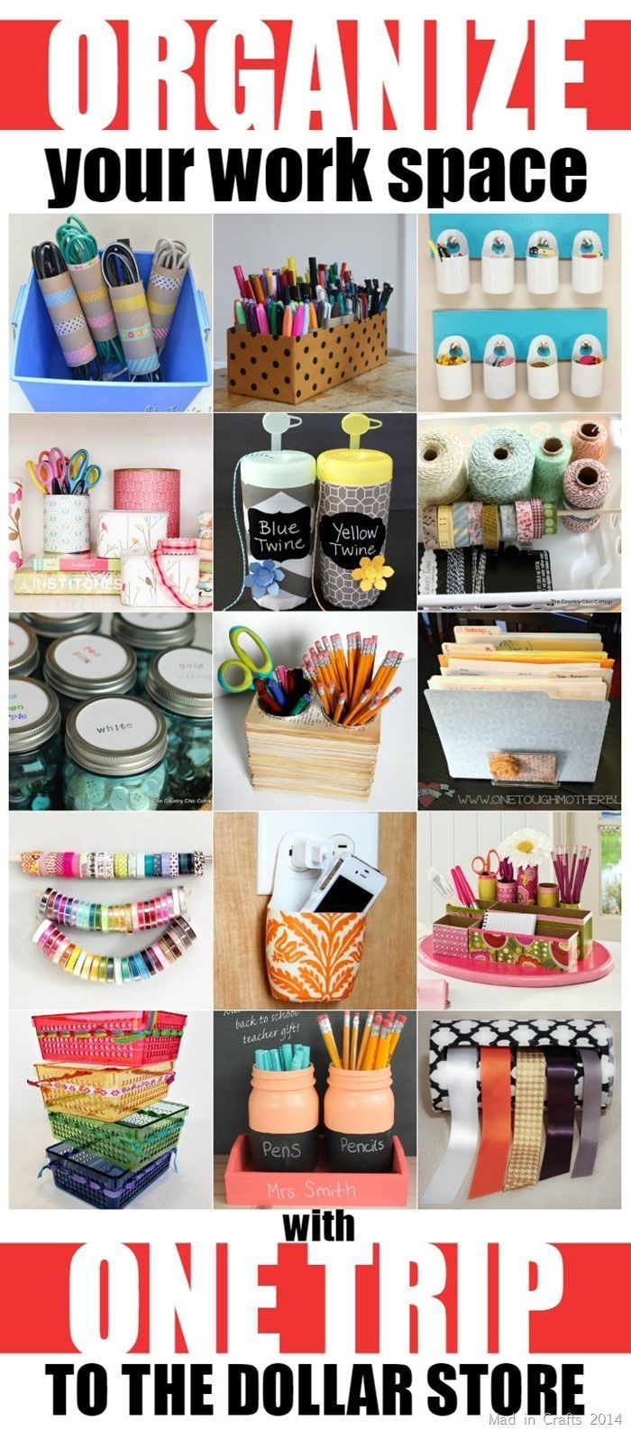 ORGANIZE YOUR OFFICE OR CRAFT SPACE WITH ONE TRIP TO THE DOLLAR STORE -   24 crafts organization travel
 ideas
