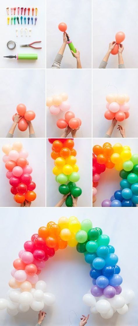 Mini Rainbow Balloon Arch DIY - perfect for any party -   24 diy headbands unicorn
 ideas