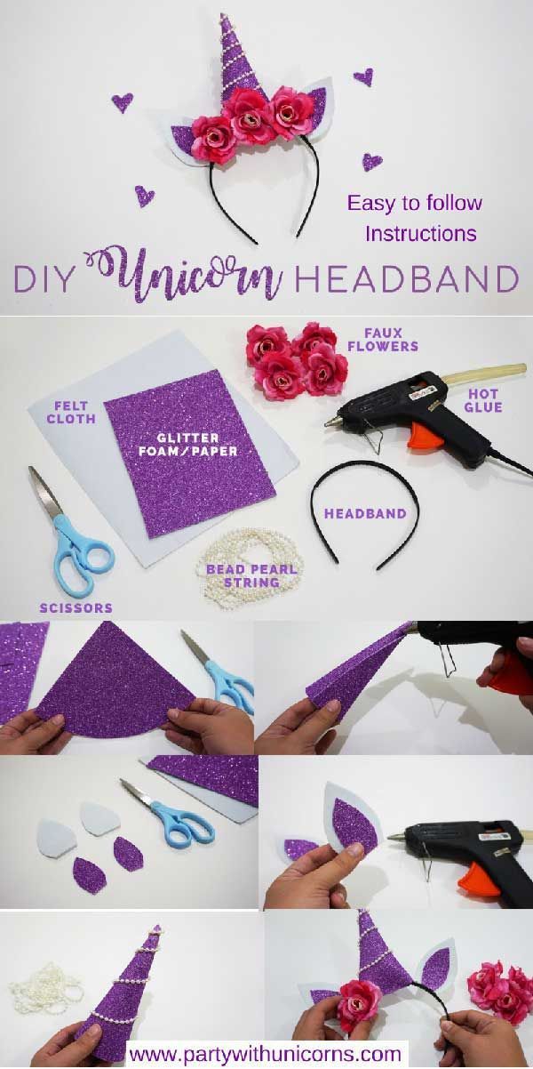 Easy to follow instructions for DIY Unicorn headbands -   24 diy headbands unicorn
 ideas