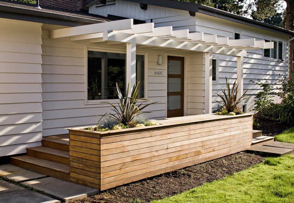 front planter box ideas | planter box ideas exterior midcentury with light filled white front ... -   24 modern porch decor
 ideas