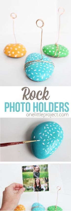 Rock Photo Holders -   24 party crafts
 ideas