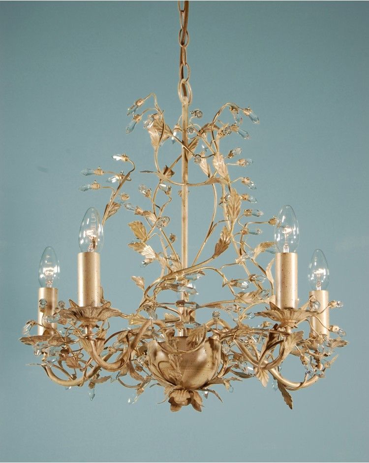 Adele Chandelier Cream/Gold Leaf 5 Light Crystal Ceiling Light -   25 antique decor traditional
 ideas