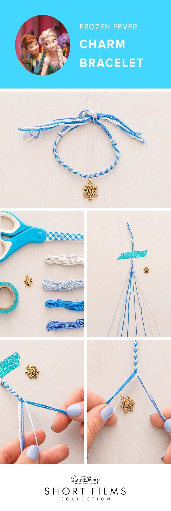 Stay in with your family tonight and make these fun charm bracelets inspired by the Walt Disney Animation Studios Short, Frozen Fever. Available with 11 other Shorts today! Divide your strands into tw (Cool Crafts For Outside) -   25 cool disney crafts
 ideas