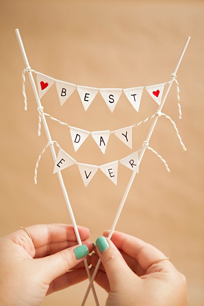 Learn how to make a darling and simple bunting cake topper! -   25 diy wedding banner
 ideas