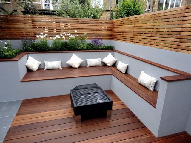The modern wooden garden bench fits any garden situation -   25 garden decking inspiration
 ideas
