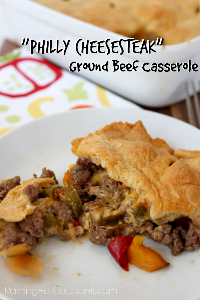 “Philly Cheesesteak” Ground Beef Casserole -   25 ground recipes link
 ideas