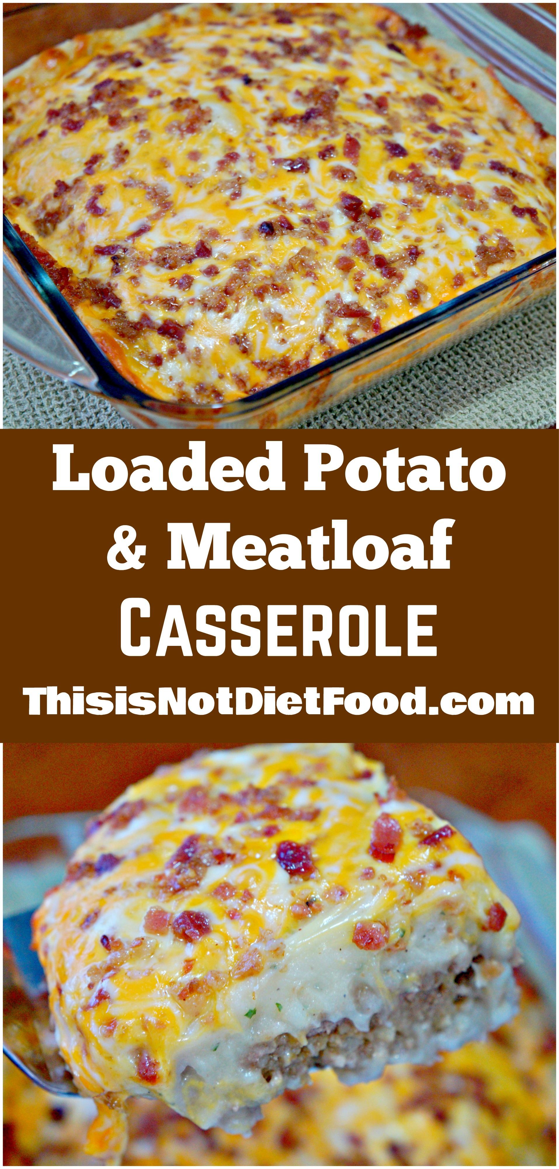 Loaded Potato and Meatloaf Casserole. Easy dinner recipe with ground beef and instant mashed potatoes topped with cheese and bacon. -   25 ground recipes link
 ideas