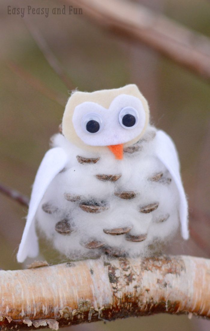 Pinecone Winter Owls Craft -   25 pinecone crafts for children
 ideas
