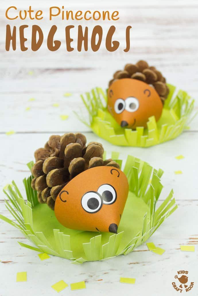Cute Pinecone Hedgehogs -   25 pinecone crafts for children
 ideas