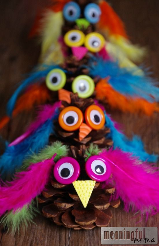 Owl Pinecone Craft -   25 pinecone crafts for children
 ideas