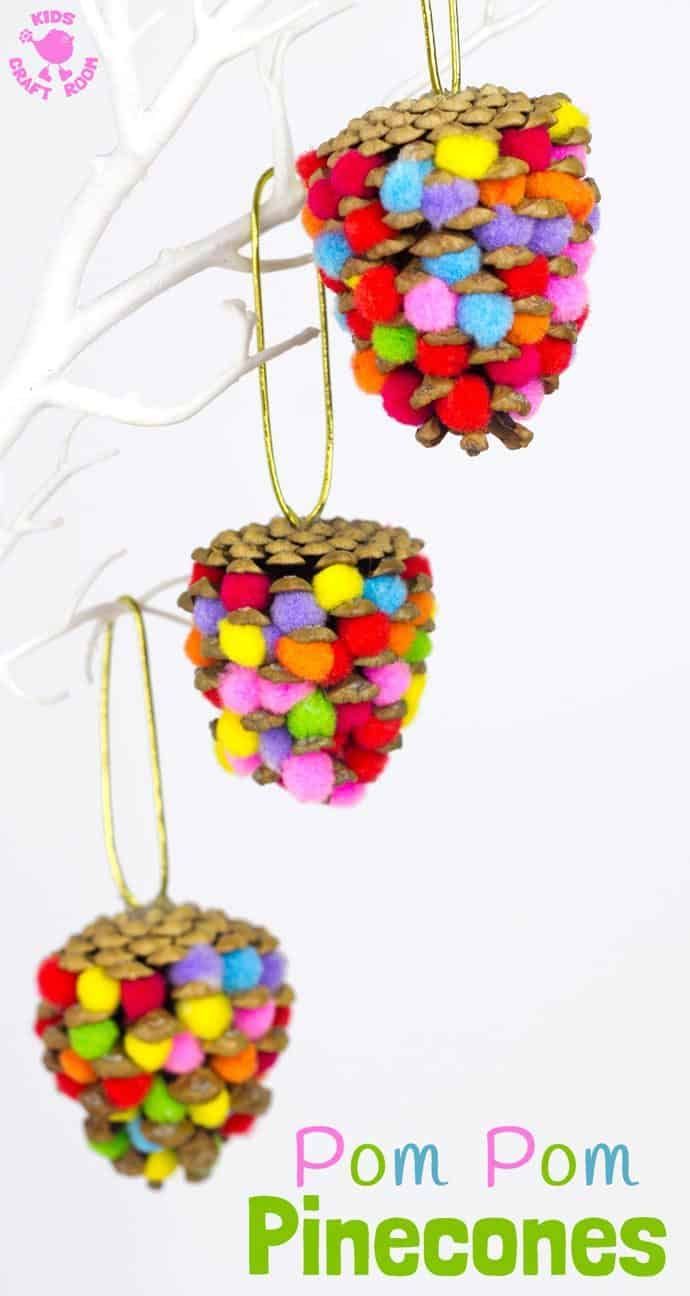 DECORATED PINECONES -   25 pinecone crafts for children
 ideas