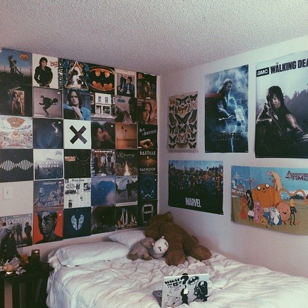 black, grunge, lp, posters, punk, rock, room, style, vinyl, vinyls, wall -   25 rock style room
 ideas