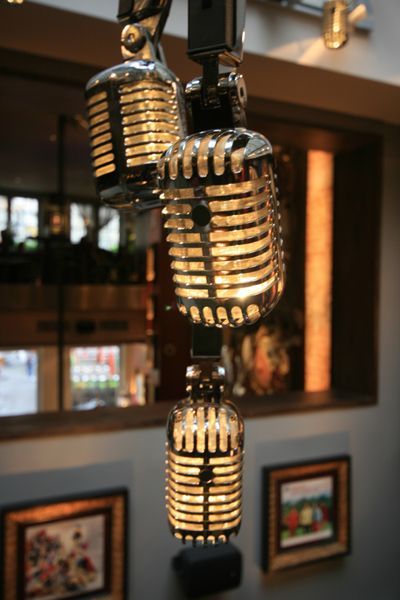 Microphone Light Fixture from Hard Rock Cafe -   25 rock style room
 ideas