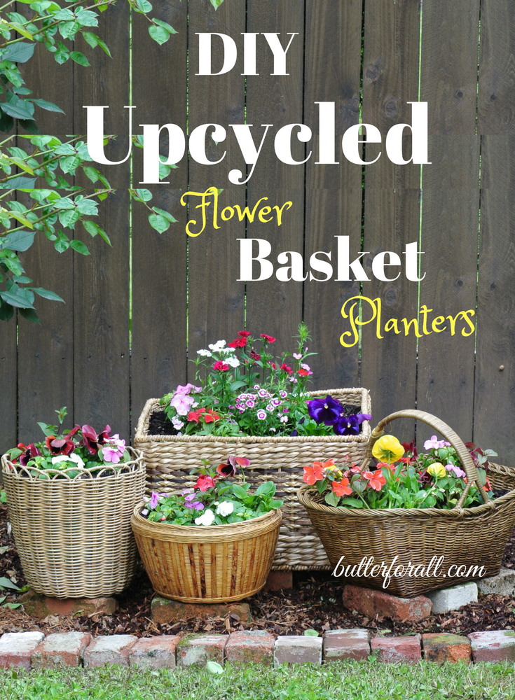 DIY Upcycled Flower Basket Planters -   25 upcycled garden planters
 ideas