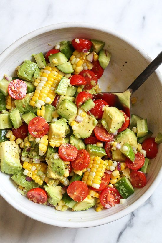 This Corn Tomato Avocado Salad is summer in a bowl! The perfect side dish with anything you're grilling, or double the portion as a main dish. -   18 bbq salad recipes
 ideas