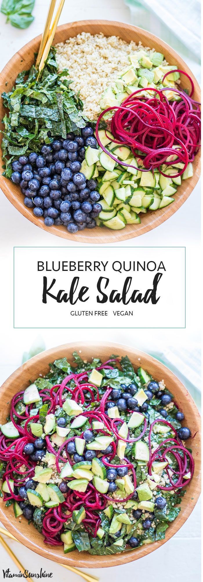 Kale Salad with Quinoa and Blueberries -   18 bbq salad recipes
 ideas