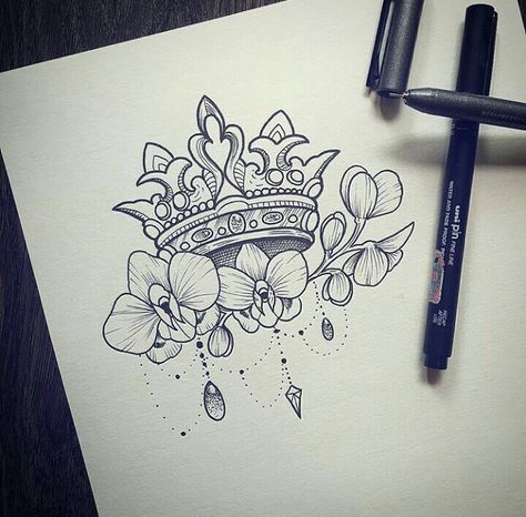 I absolutely love this! I think I need something like this on my upper arm. But with something else than the crown -   18 chest tattoo drawings
 ideas