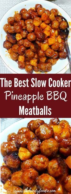 Slow Cooker Pineapple BBQ Meatballs -   19 meatball recipes pineapple
 ideas