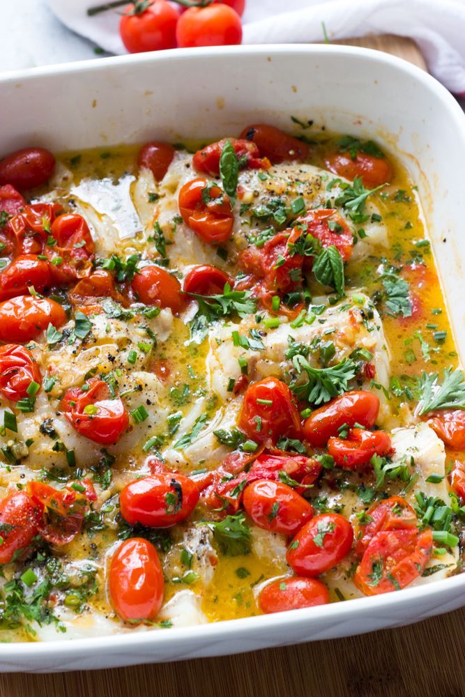 Cod with Tomato and Herb Butter -   20 cod fish recipes
 ideas