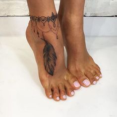 50+ Elegant Foot Tattoo Designs for Women -   20 tattoo leg bracelet
 ideas