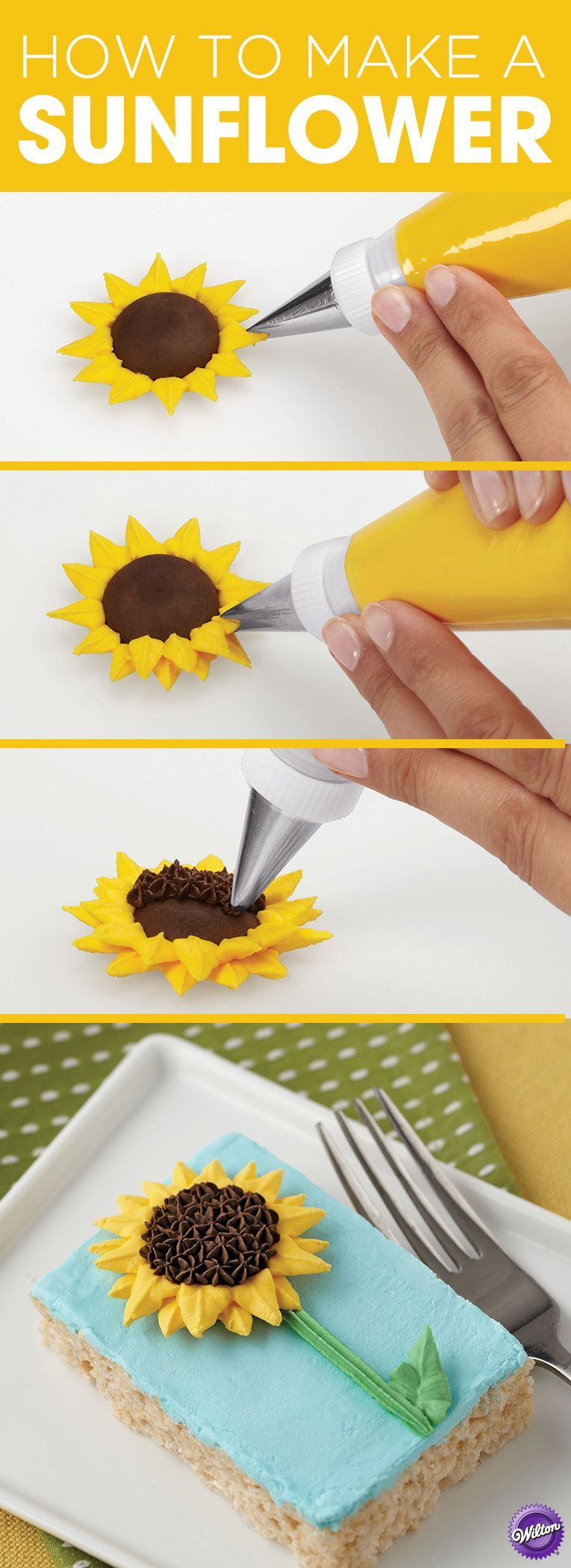 How to Pipe a Sunflower -   21 cake decor step by step ideas