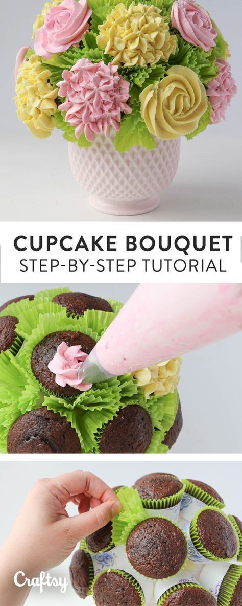 Cupcake Bouquet in 5 Steps: An Easy Tutorial -   21 cake decor step by step
 ideas