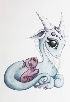 Mama and baby dragon -   21 dragon tattoo sketch ideas
