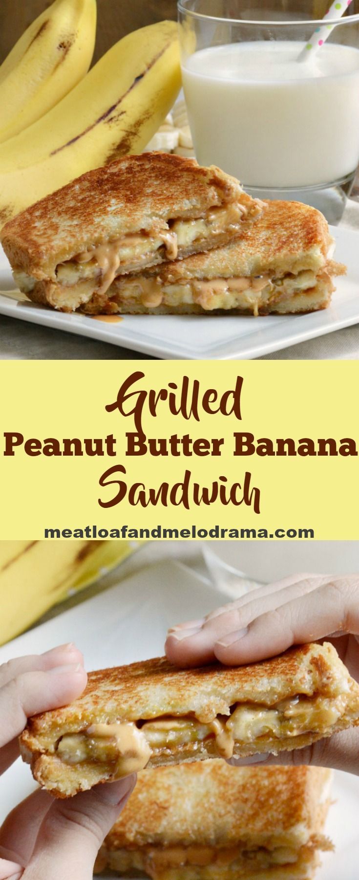 Grilled Peanut Butter Banana Sandwich - A quick and easy dinner, lunch or snack for kids of all ages! from Meatloaf and Melodrama -   21 grilling recipes for kids
 ideas