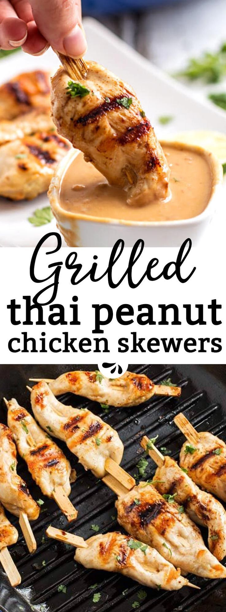 Are you looking for an easy grilled chicken recipe? These grilled chicken skewers with Thai peanut sauce are an incredible satay-inspired idea! Serve them as part of a BBQ potluck or summer picnic. They work as a simple dinner, too. The sauce is no-cook and made with just a few ingredients like peanut butter and lime juice. A simple, healthy and kid-friendly BBQ recipe everyone will enjoy! -   21 grilling recipes for kids
 ideas
