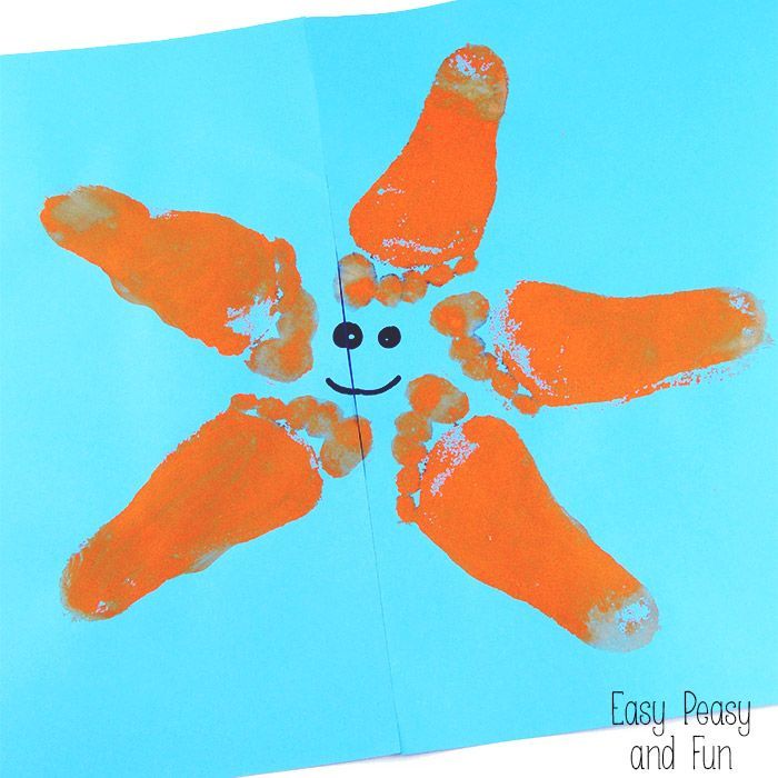 Starfish Footprint Art -   21 handprint beach crafts
 ideas