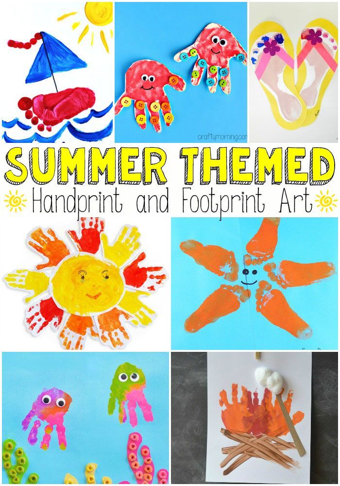 Summer Themed Handprint and Footprint Art -   21 handprint beach crafts
 ideas