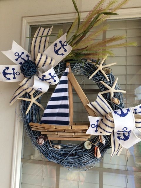 Sailboat Wreath, Nautical Wreath, Beach Wreath, Anchor Wreath, Spring Wreath, Summer Wreath -   21 nautical decor wreath
 ideas