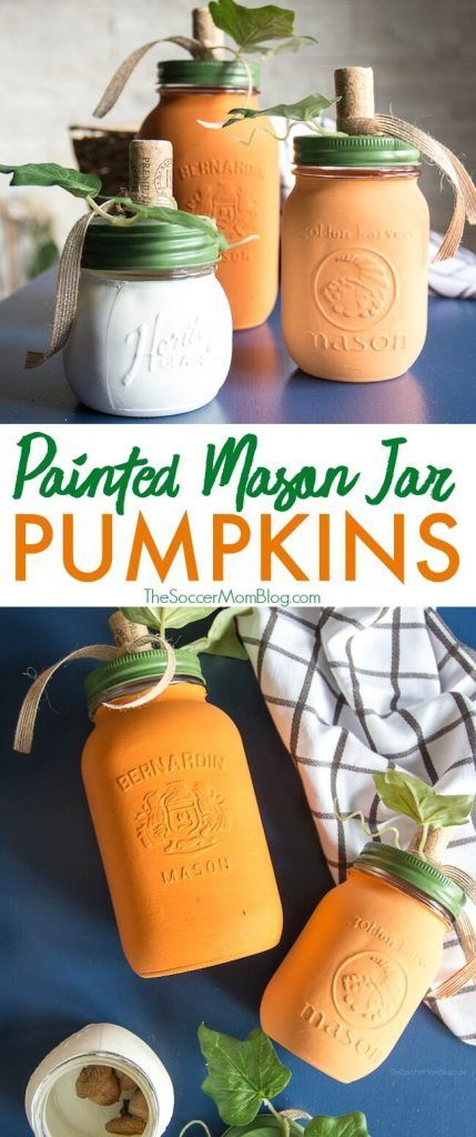 DIY Painted Mason Jar Pumpkins (with Video) -   22 country fall crafts
 ideas
