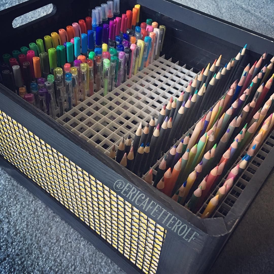 Found a solution for my pencils, markers, and pens. Found this box at… -   22 crafts organization pens
 ideas