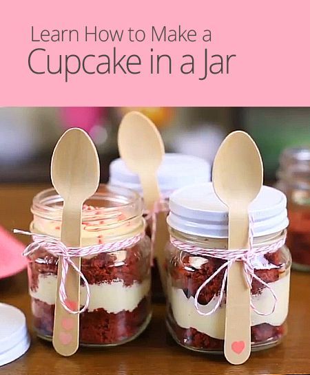 In this easy DIY lesson from Paper Stock, learn how to make a cupcake in a Mason jar by layering your favorite cake with frosting and decorating with sprinkles. -   22 diy food in a jar
 ideas