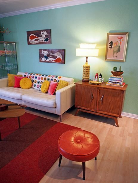 A Standard White Apartment Gets a Cool Colorful Makeover -   22 retro style house
 ideas