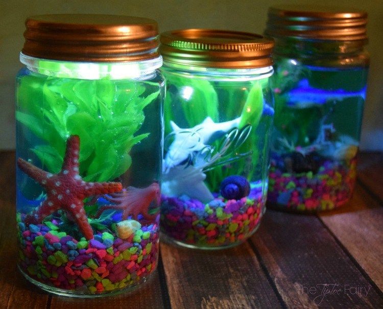 Light Up Mason Jar Aquariums -   23 cheap crafts room
 ideas