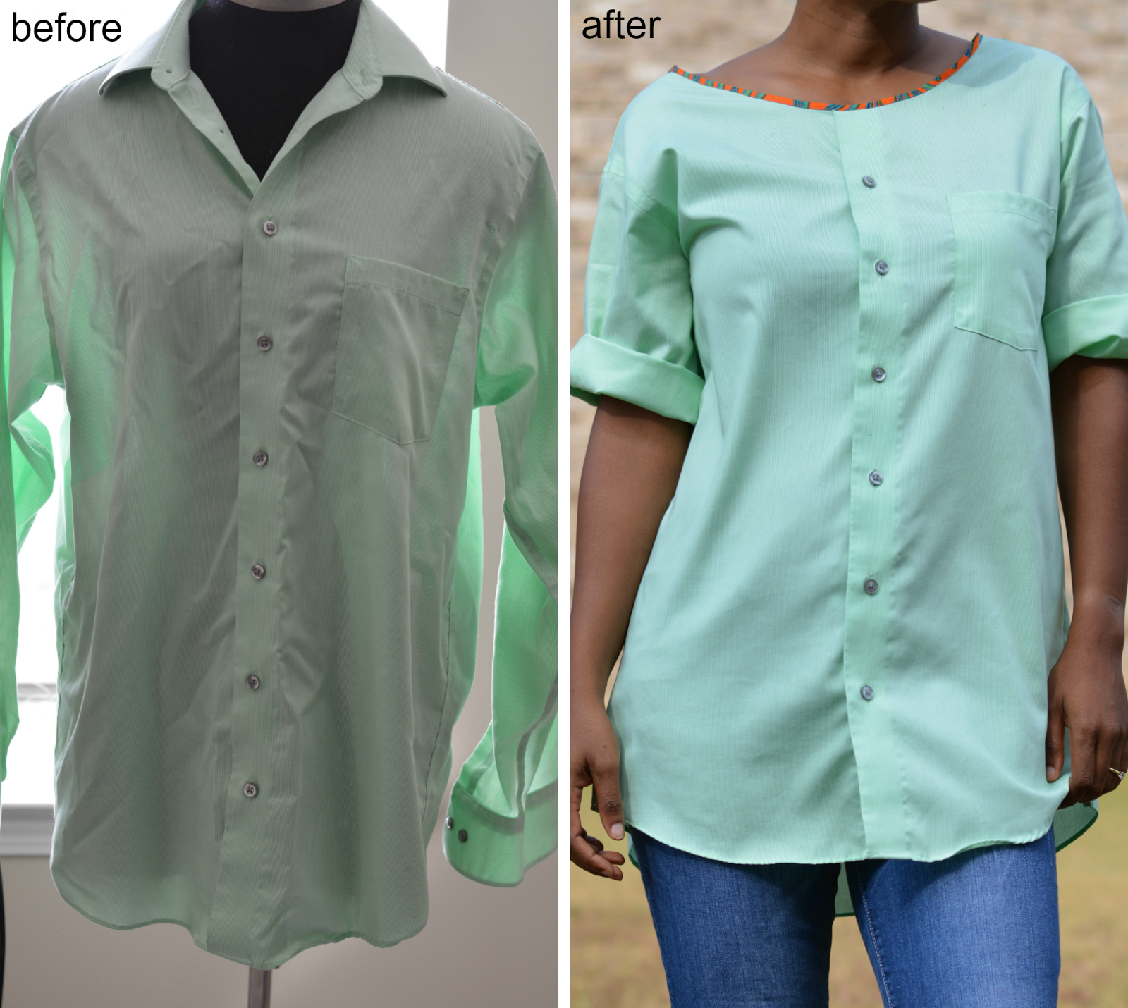DIY Men's Shirt to Tunic Top -   23 diy shirts collar
 ideas