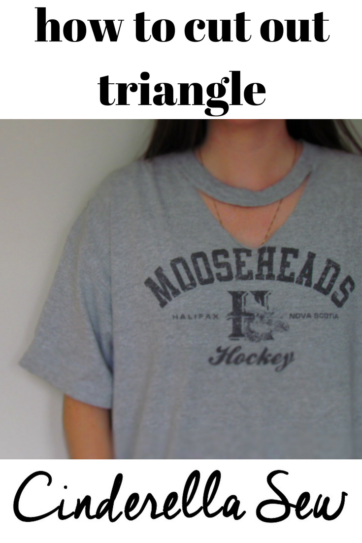 how to cut choker style tshirt. cut triangle out of front of tshirt under collar. easy diy tshirt ideas! click for video tutorial -   23 diy shirts collar
 ideas