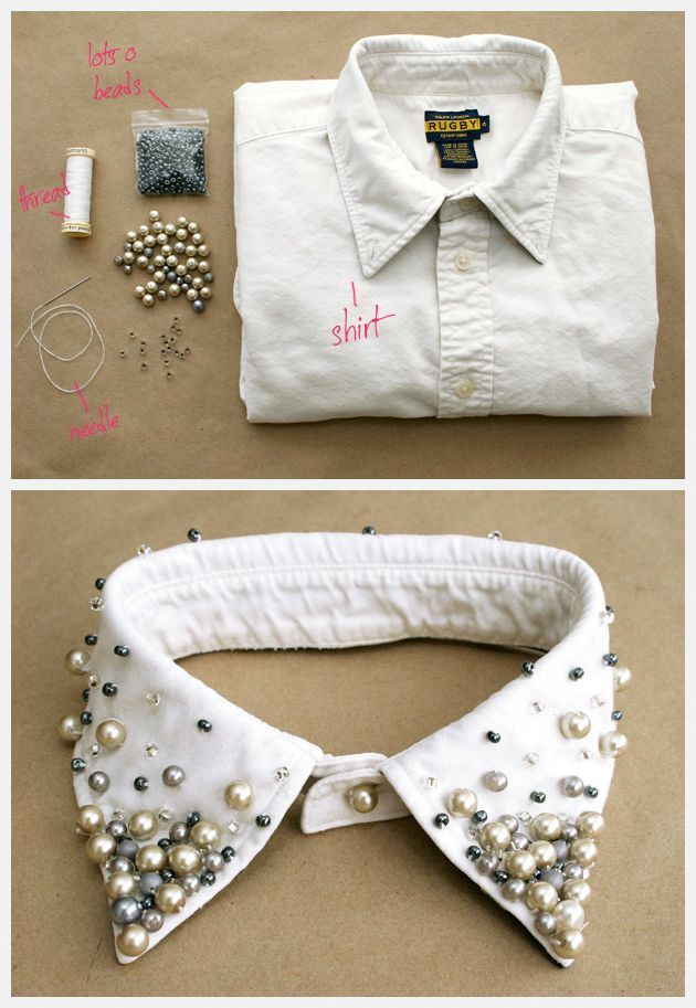 ombre beaded collar ... I would keep the collar attached to the shirt though -   23 diy shirts collar
 ideas