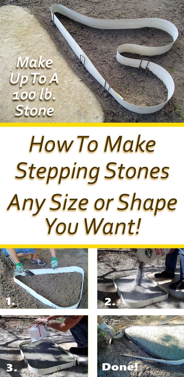 Learn How To Make Stepping Stones Any Size or Shape You Want! Easy As 1-2-3. No Mixing of Concrete! Rocka Designв„ў is the only Stepping Stone Maker that is an 8 ft. flexible reusable form that let's you create your own custom designed stones for Garden Paths, Walkways, Patios and more. Shape the form into your desired design, add in dry fast setting concrete, add water & color, if desired, and you're done. Time for the next stone! #Stepping-Stone-Mold -   23 garden patio area
 ideas