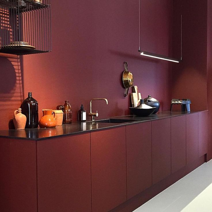 dark and moody burgundy kitchen. -   23 indian decor kitchen
 ideas