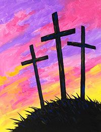 Paint an Easter cross sunrise silhouette for a canvas painting party. #socialartworking -   23 religious easter crafts
 ideas